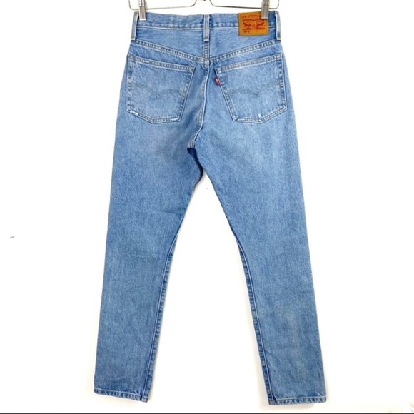 Levi’s 501s High Rise Selvage White OAK Skinny Jeans Button Fly light Washed - Picture 4 of 12